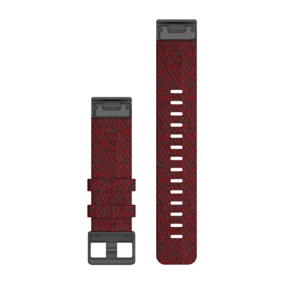 EUC Garmin QuickFit 22 Watch Band Heathered Red Nylon black metal Fenix 6 - Picture 1 of 5